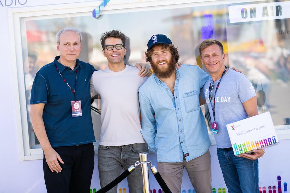 Bobby Bones, Mike Posner, and Jeremy Gilley at iHeartRadio Music Festival on September 22, 2018
