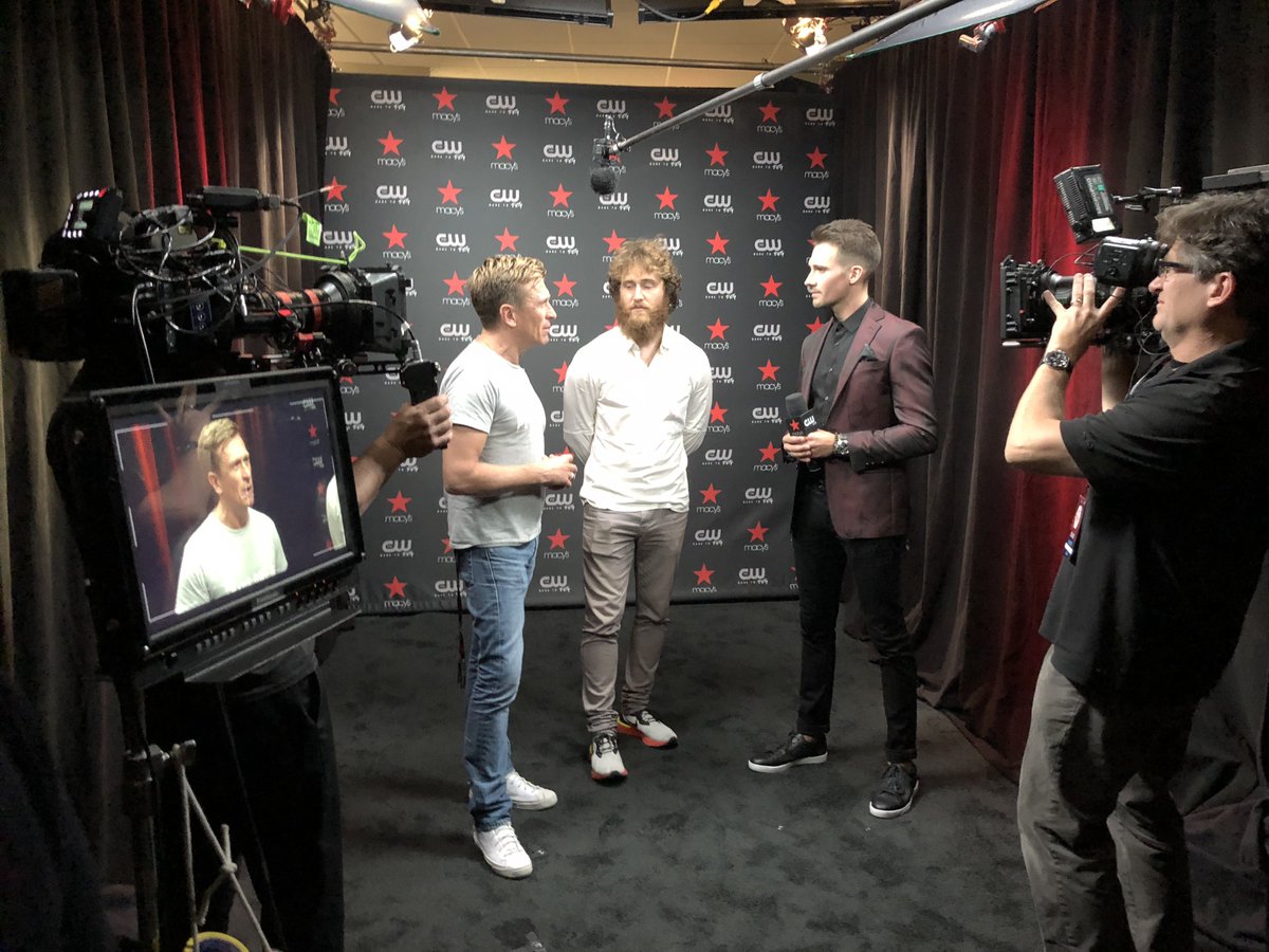 Jeremy Gilley and Mike Posner at iHeartRadio Music Festival to raise awareness of Peace Day on September 21, 2018
