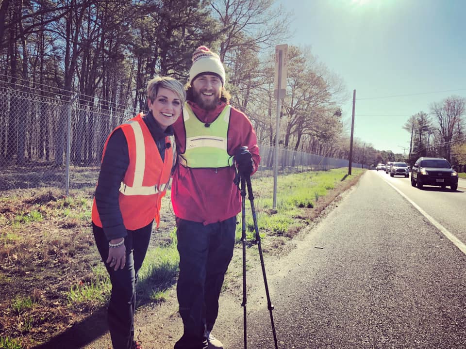 MIKE POSNER AND JAMIE YUCCAS (CBS NEWS) IN FARMINGDALE, NJ ON APRIL 16, 2019