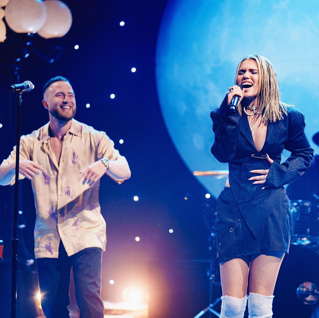 Mike Posner & Salem Ilese performed "Howling At The Moon" on The Late Late Show with James Corden on February 6, 2023
