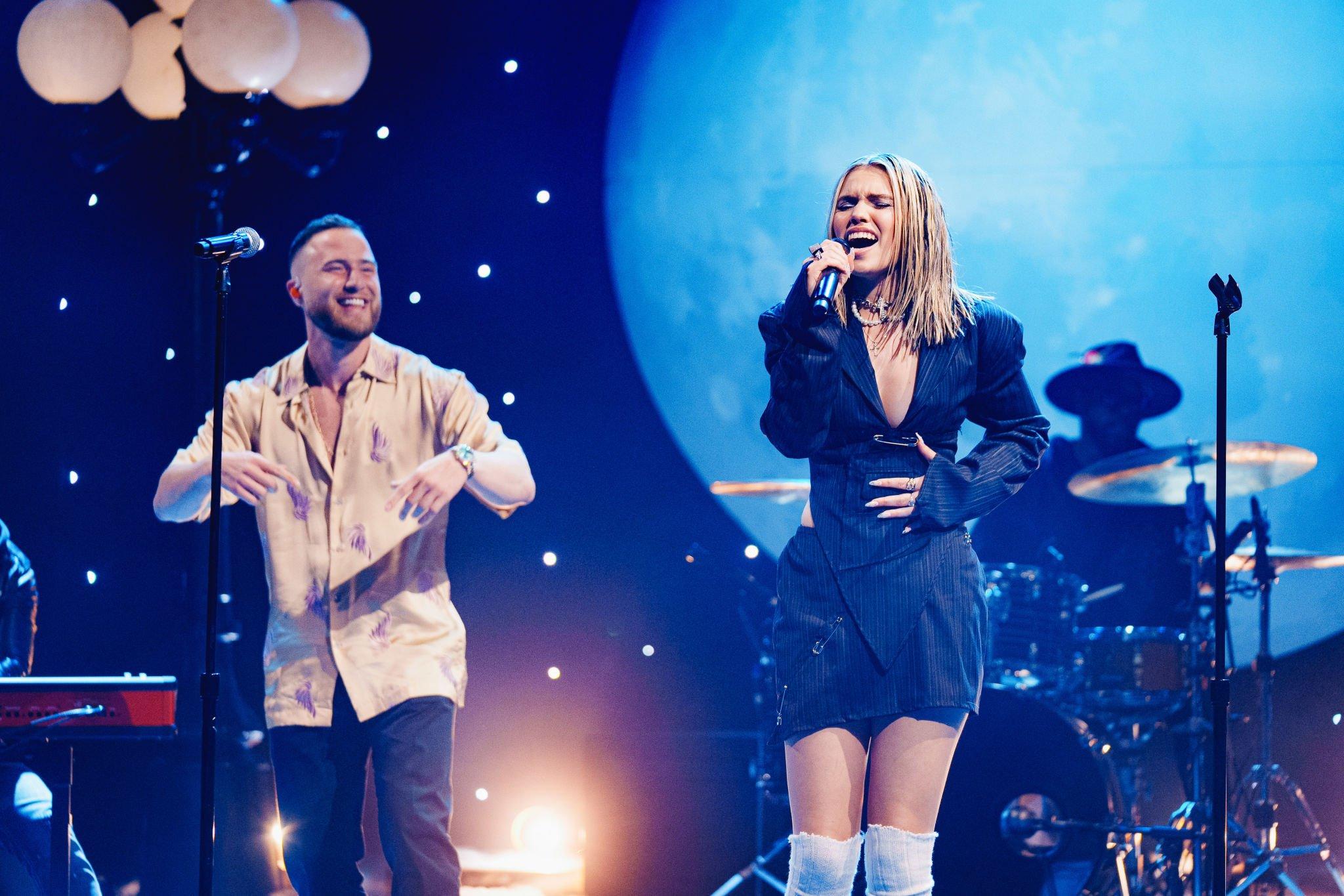 Mike Posner & Salem Ilese performed "Howling At The Moon" on The Late Late Show with James Corden on February 6, 2023
