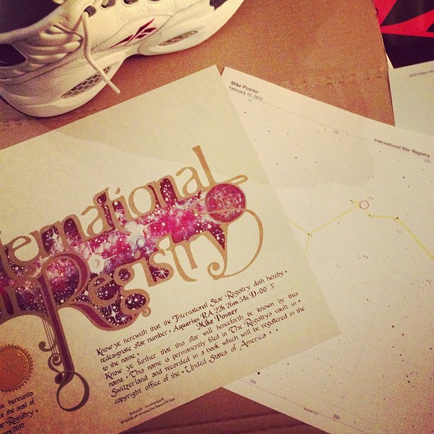 A star was named after Mike Posner in the Aquarius constellation by fans as a birthday gift for his birthday on February 12, 2012.
A gift for Mike Posner from The Posner Pretties & Mike Posner Hits
twitter.com/PosnerPretties
twitter.com/MikePosnerHits
Photo by Mike Posner
