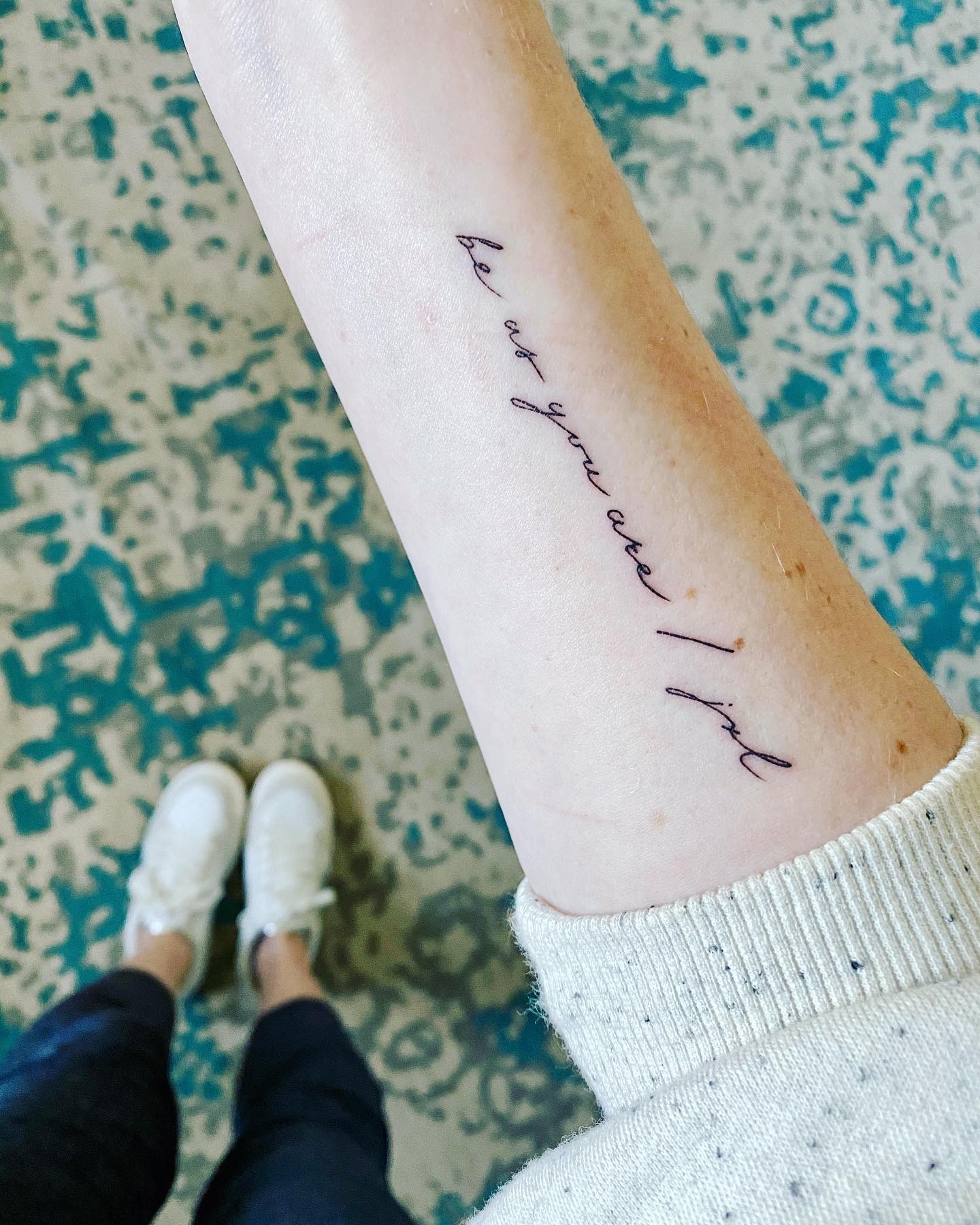 Danielle Dixon's Tattoo Inspired by Mike Posner's "Be As You Are" (JordanXL Remix), "be as you are / jxl" (December 2020)
instagram.com/itsdanielledixon
Danielle Dixon's Tattoo Inspired by Mike Posner's "Be As You Are" (JordanXL Remix), "be as you are / jxl" (December 2020)
instagram.com/itsdanielledixon