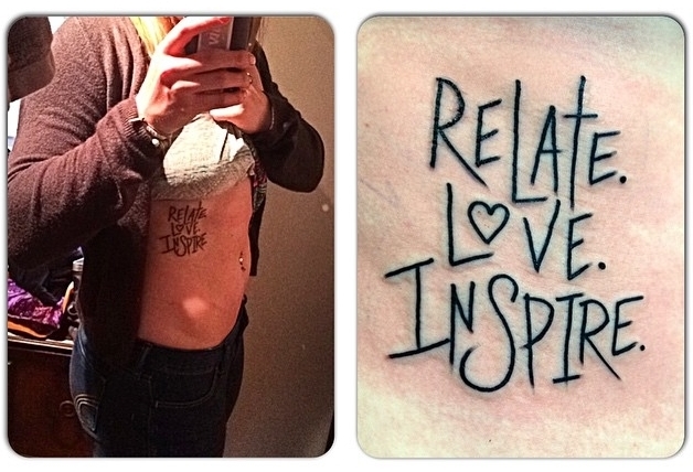 Ashlie's Torso Tattoo Featuring Mike Posner's "Relate. Love. Inspire." Quote (May 2015)
instagram.com/ishlie
Ashlie's Torso Tattoo Featuring Mike Posner's "Relate. Love. Inspire." Quote (May 2015)
instagram.com/ishlie