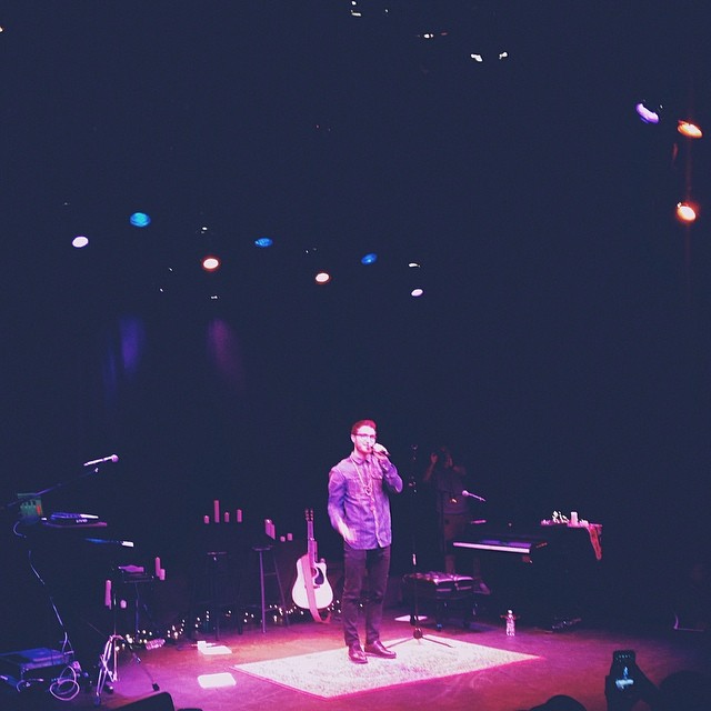 Mike Posner performing on his Unplugged Tour at City Theatre in Detroit, MI 4/6/14
Instagram @philpirkovic
