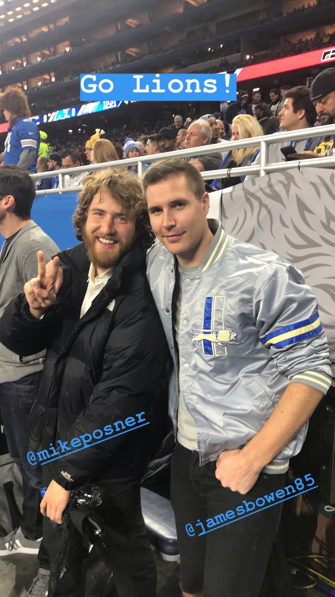 Mike Posner and band member James Bowen at Ford Field before performing the halftime show
Photo credit: Ryan Chisholm
