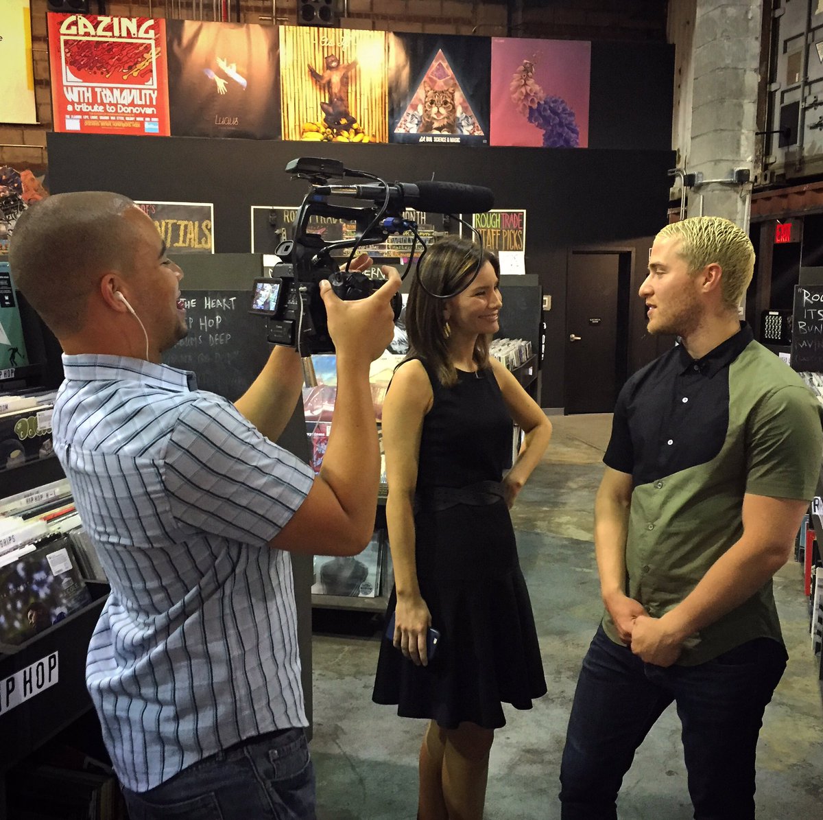 Mike Posner speaking with ABC News Nightline at Rough Trade NYC in Brooklyn, NY on July 8, 2016
