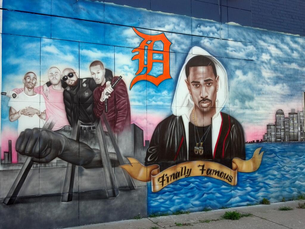 Big Sean, Mike Posner, SayItAintTone, and Earlly Mac in a mural off Dexter Ave - Detroit, MI 8/16/13
Photo by Taylor
twitter.com/TaylorPosner
The mural is located at:
Dexter Check Cashing
13237 Dexter Avenue
Detroit, MI 48238
