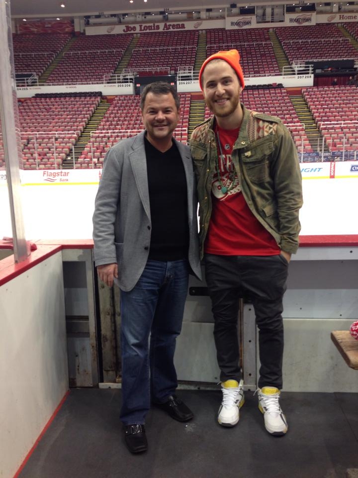 Dan Milstein and Mike Posner at Joe Louis Arena in Detroit, MI 12/23/13
Photo by Mike Posner
