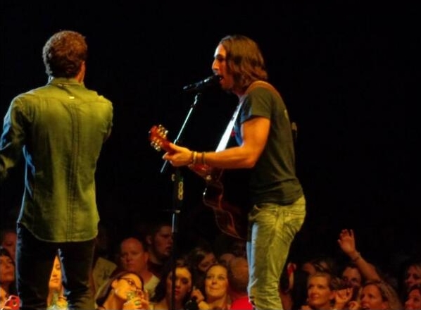 Mike Posner performing with Jake Owen on the Days of Gold Tour in Park City, KS 6/29/14
Twitter @Rach08
