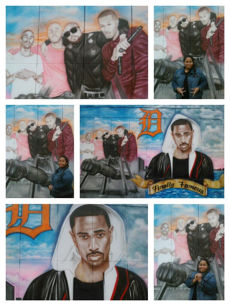 Dazzle visited the mural of Big Sean, Mike Posner, SayItAintTone, and Earlly Mac in Detroit, MI 6/9/13
Photo by Dazzle Turner
