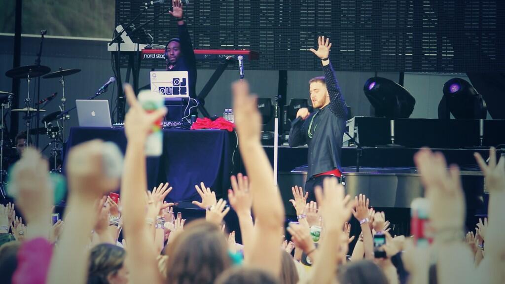 Mike Posner and DJ Dubz performing on the Warrior Tour in Raleigh, NC 8/14/13
