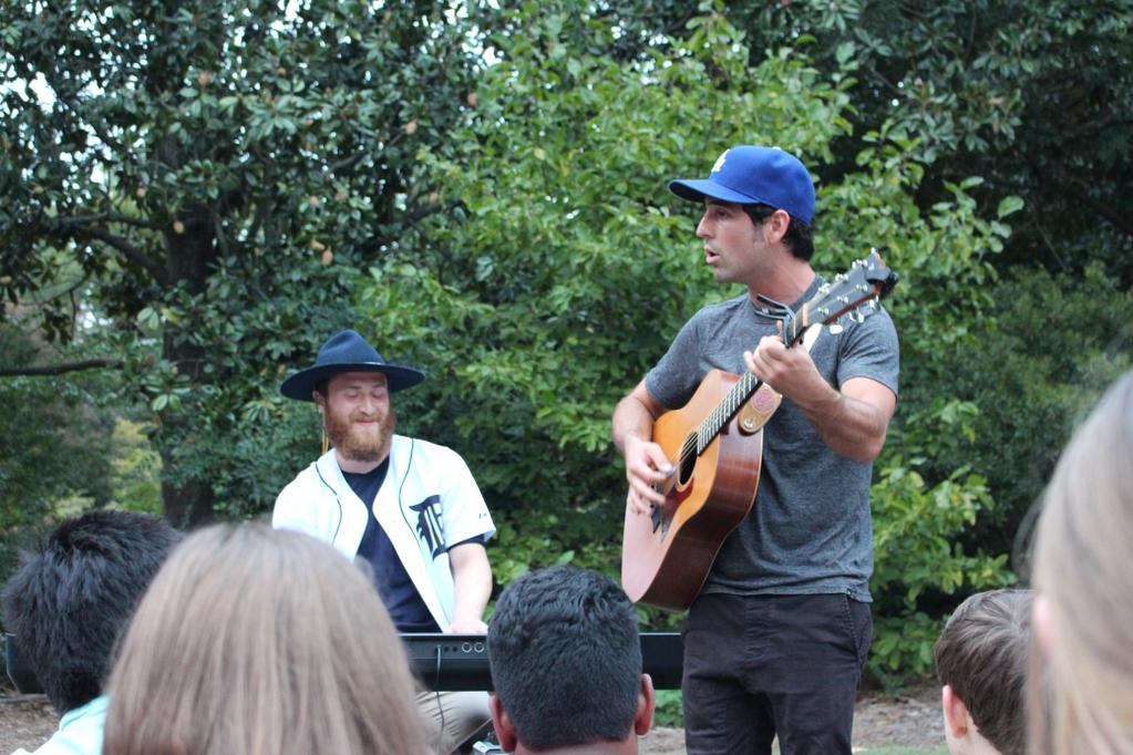 Mike Posner and Adam Friedman performing at Sarah P. Duke Gardens in Durham, NC September 22, 2015
twitter.com/Cody_Taylor__
