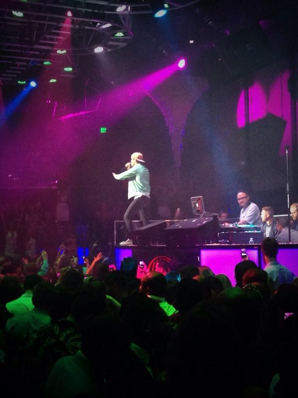 Mike Posner performing at HAZE Nightclub in Las Vegas, NV 7/13/14
Twitter @grinANDglow
