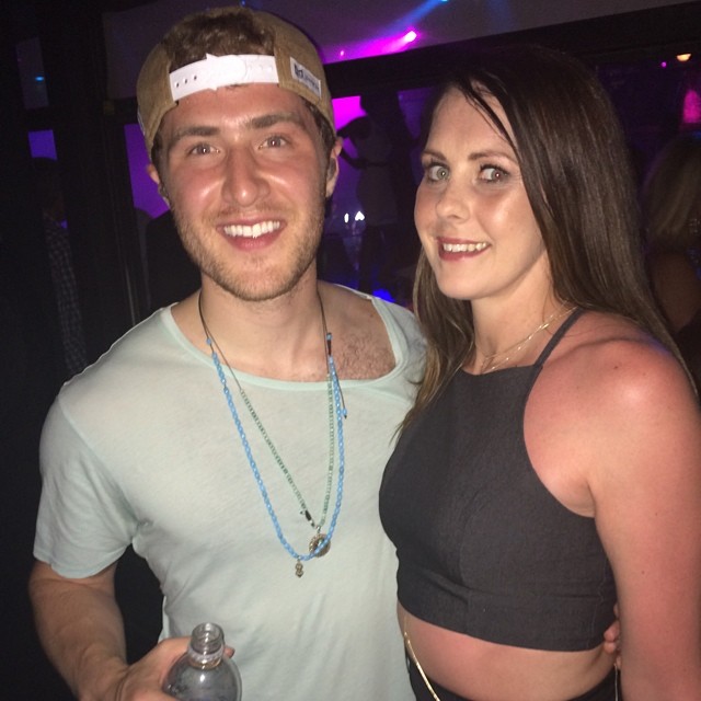 Mike Posner with a fan at HAZE Nightclub in Las Vegas, NV 7/13/14
Instagram @olz11
