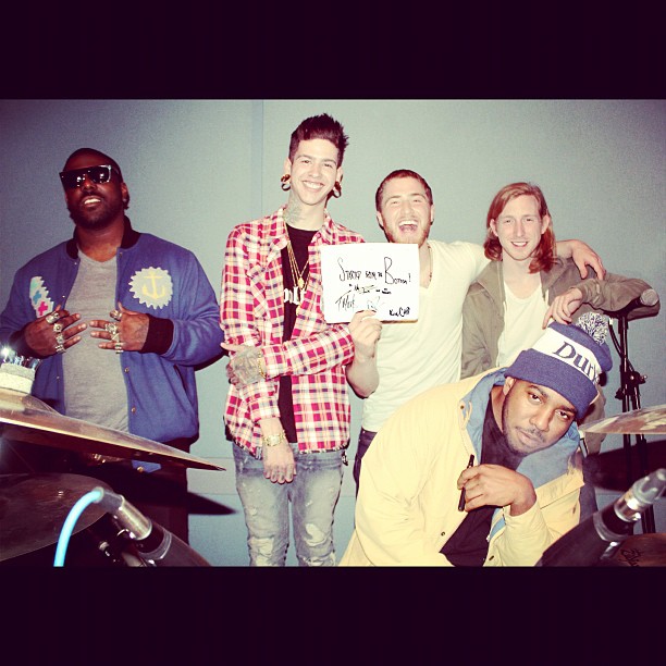 King Chip, T. Mills, Mike Posner, Asher Roth and Chuck Inglish in the studio 2/13/13
