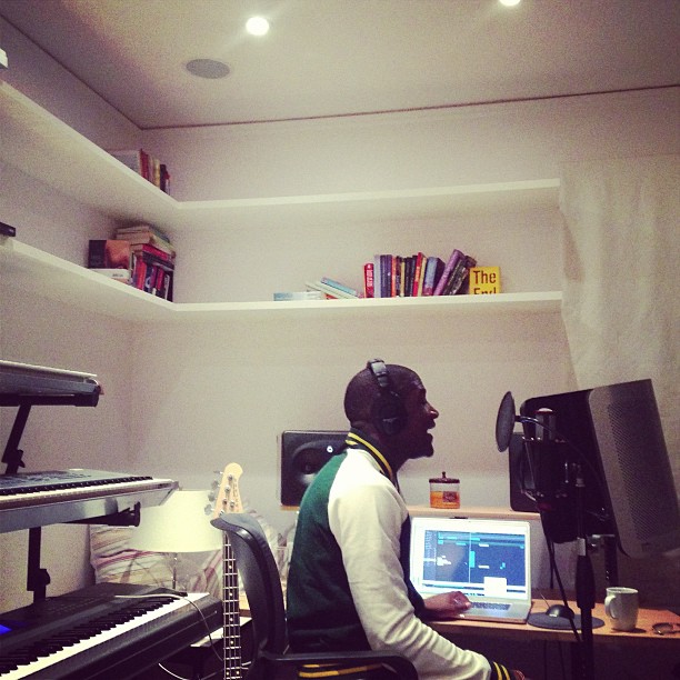 Labrinth recording in Mike's in-home studio - Los Angeles, CA 2/25/13
Photo by Labrinth
