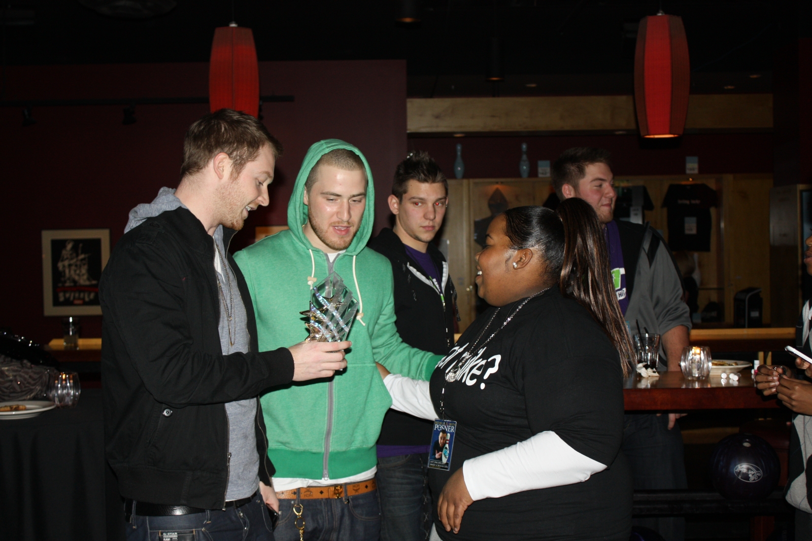 Dazzle presented Patrick Cline and Mike Posner with trophies at Lucky Strike
987ampradio.radio.com
