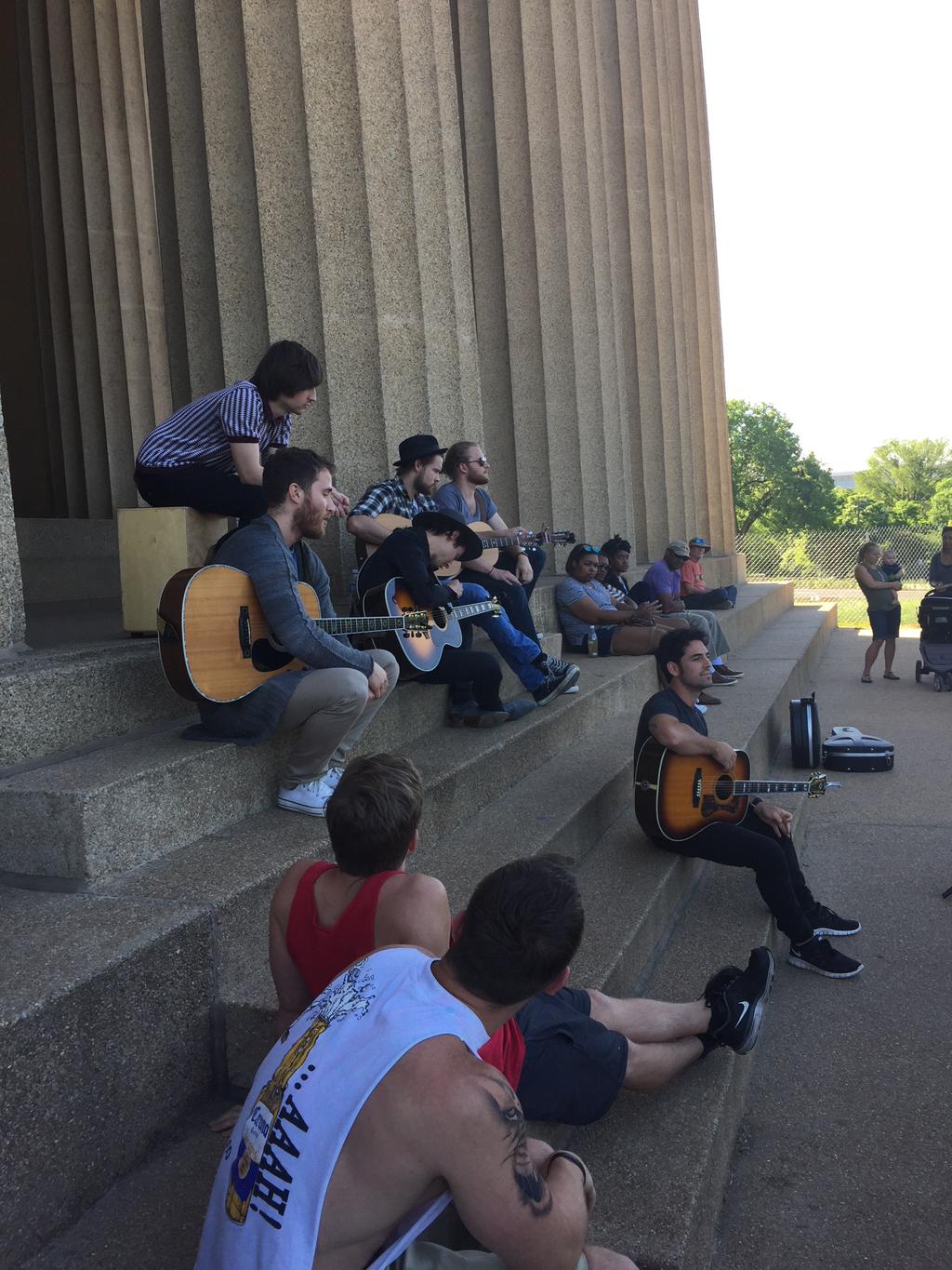 Mike Posner, Hot Chelle Rae, Chord Overstreet, Nickolas Wayne, and Adam Friedman performing at Centennial Park in Nashville, TN May 13, 2015
twitter.com/KeithFollese
