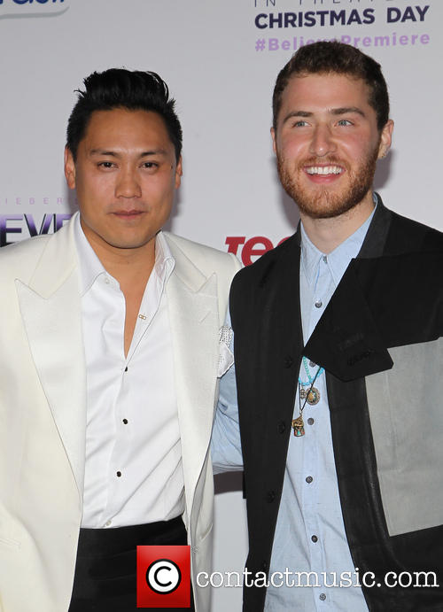 Mike Posner with Jon M. Chu at Justin Bieber's Believe Movie Premiere - Los Angeles, CA 12/18/13
