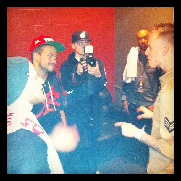 Mike Posner & Machine Gun Kelly backstage before their show - Columbus, OH 11/3/11
