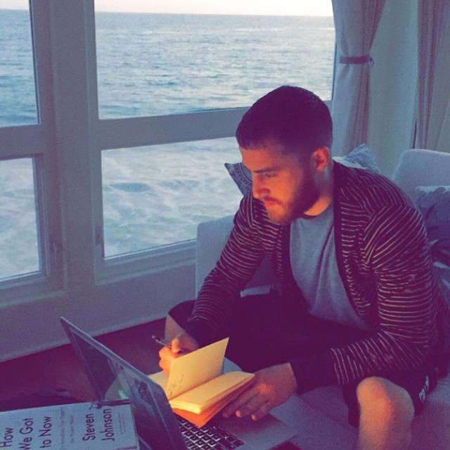 Mike Posner on his laptop in Malibu, CA June 21, 2015
instagram.com/mikeposner
