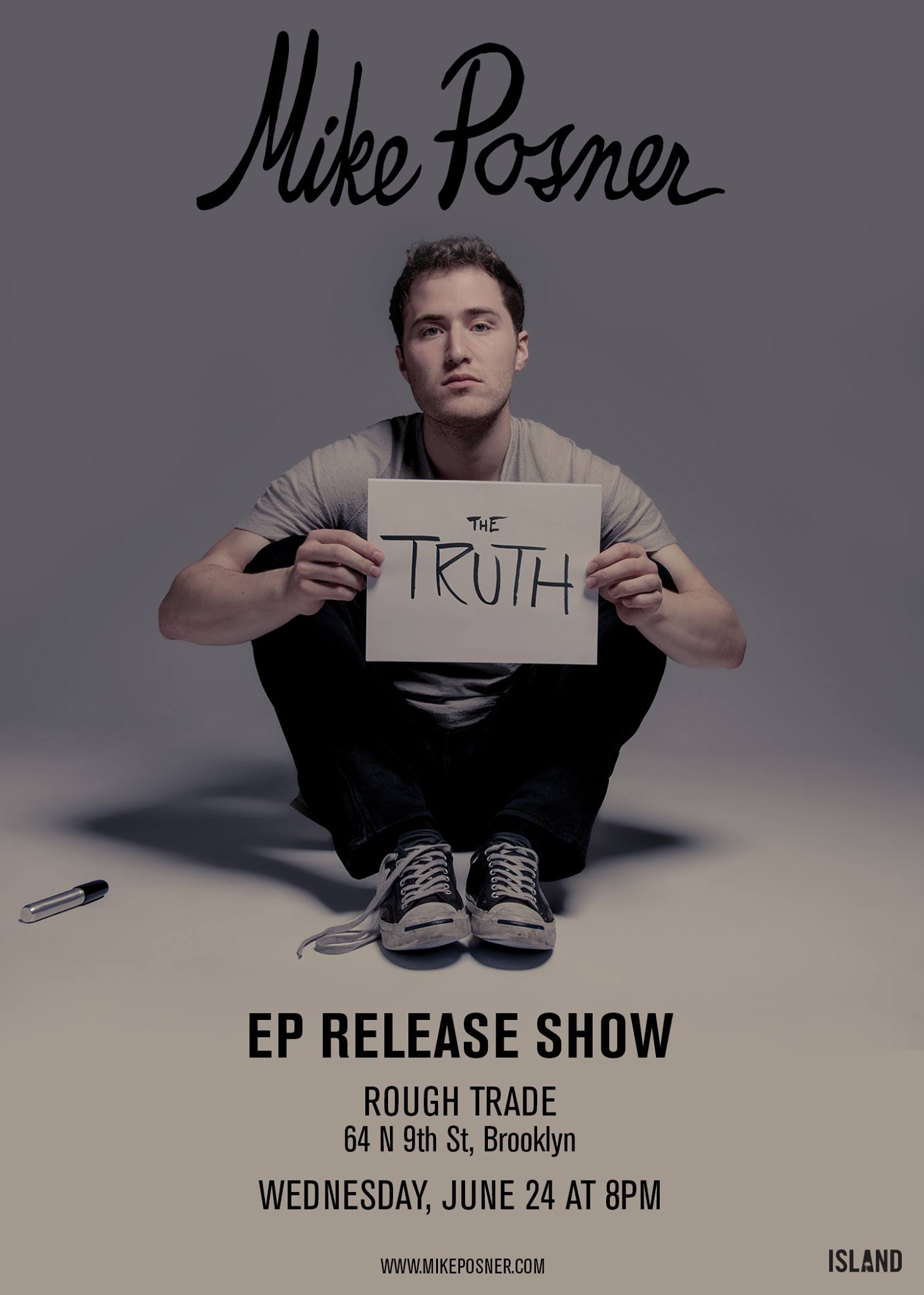 Mike Posner The Truth EP Release Show at Rough Trade NYC in Brooklyn, NY June 24, 2015
