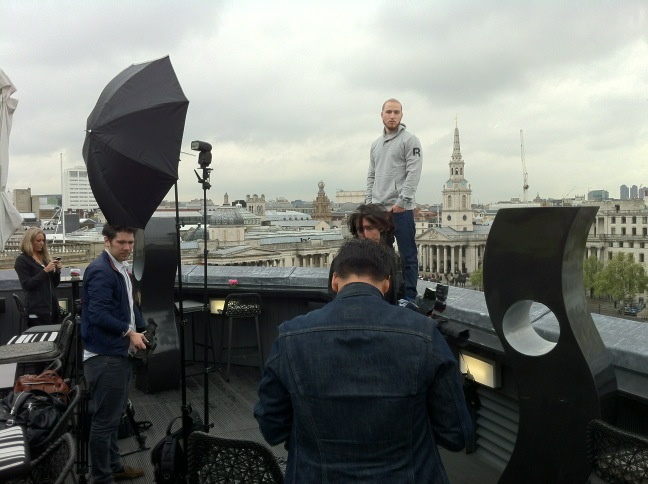 Mike Posner on top of Trafalgar Hotel - London, UK 5/8/12
