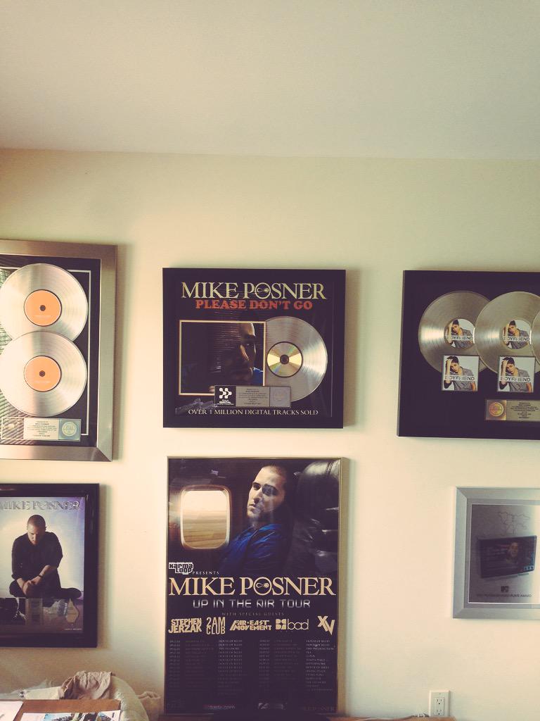 Mike Posner's record plaques hanging in his Mother's office in Southfield, MI
twitter.com/MikePosner
