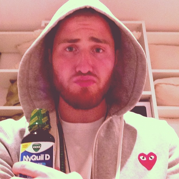 Mike Posner feeling sick and has NyQuil 4/18/13
