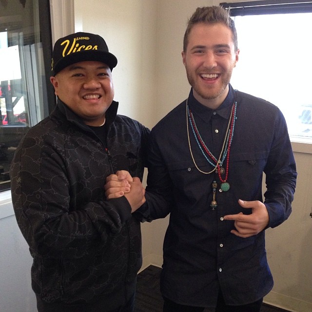 Mike Posner at 98.5 KLUC radio station - Las Vegas, NV 1/22/14
Instagram @kramthedj
