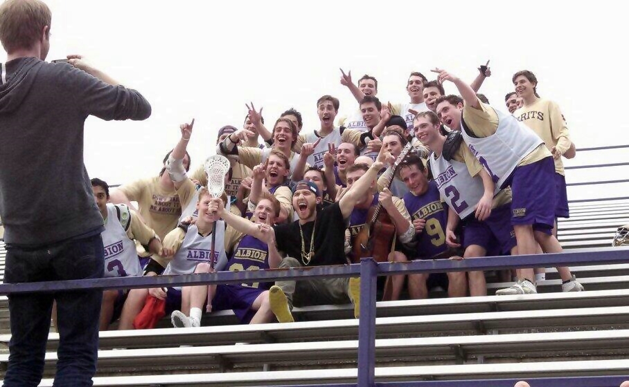 Mike Posner with Albion College Britons Men's Lacrosse Team in Albion, MI 4/21/14
Twitter @Morgan_Benham
