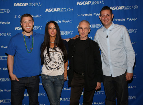 Mike Posner, Antonina Armato, Michael Brook, and Marc Emert-Hutner panelists for the "We Create Music" at the ASCAP "I Create Music" EXPO 2013
Photo by Picture Group
