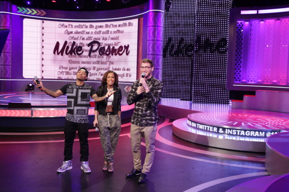 Mike Posner with Bow Wow and Keshia Chanté at BET's 106 & Park in New York, NY 3/18/14
