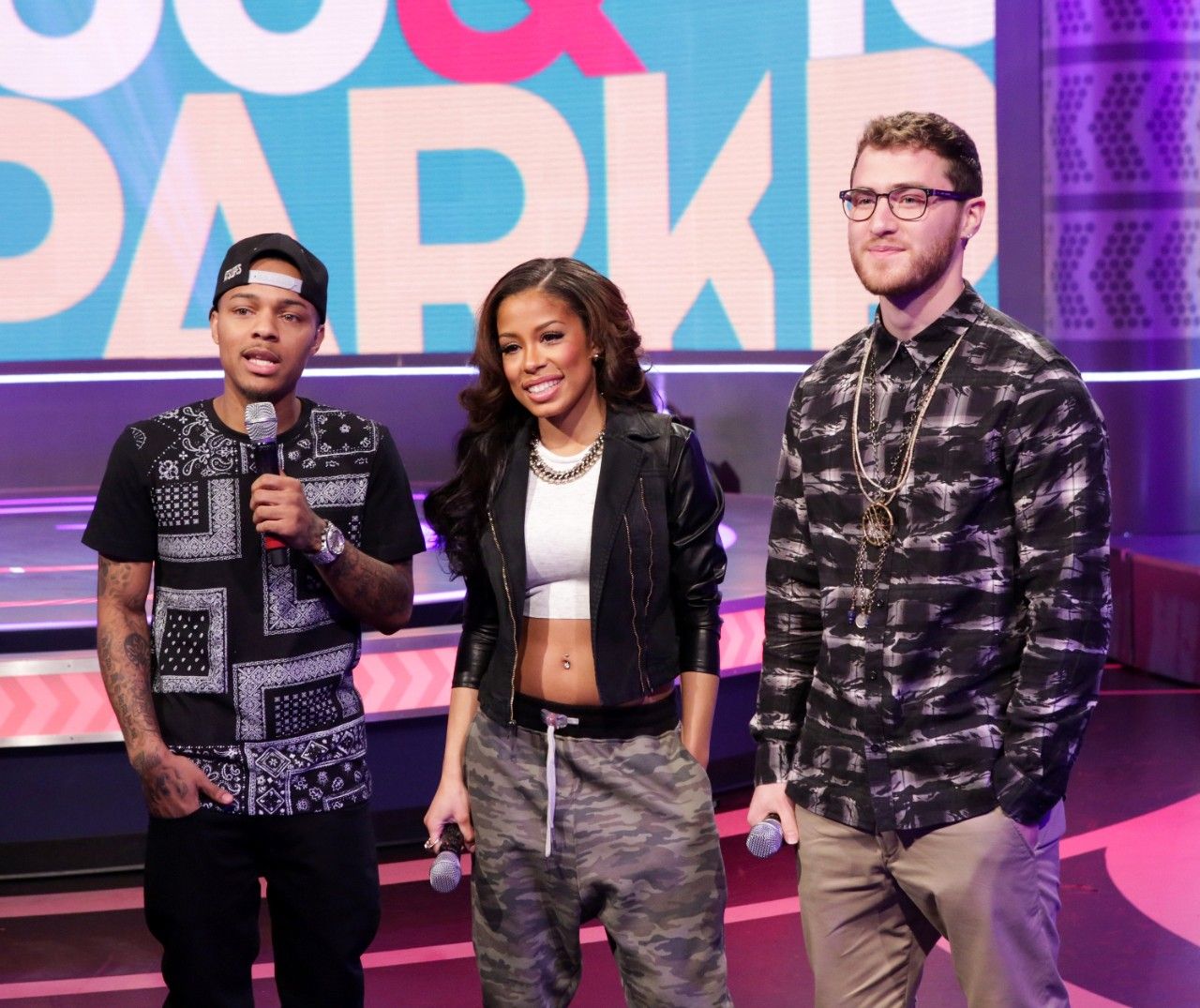 Mike Posner with Bow Wow and Keshia Chanté at BET's 106 & Park in New York, NY 3/18/14
bet.com
