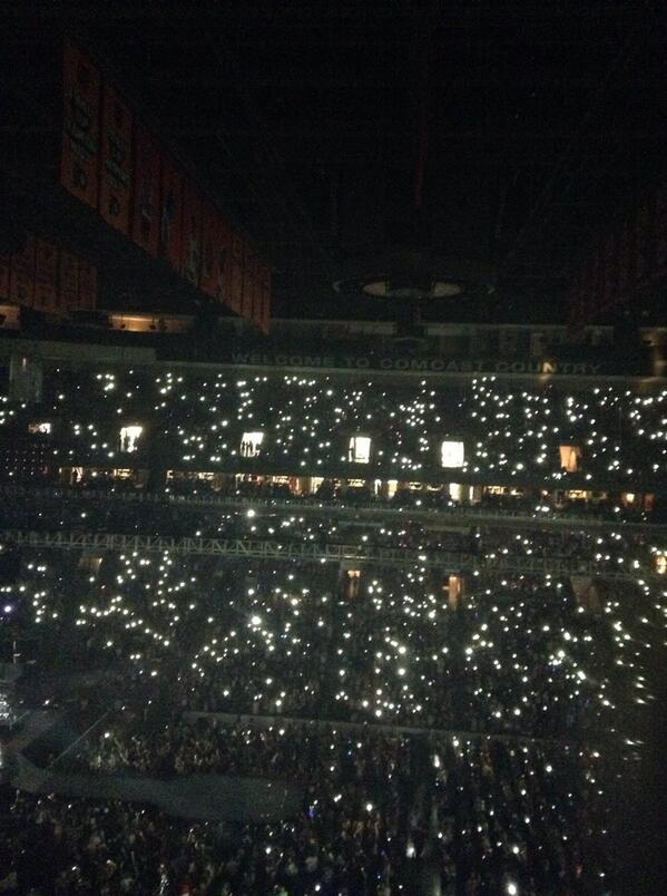 Crowd lights up the arena during Mike Posner's performance on the Believe Tour in Philadelphia, PA 7/17/13
