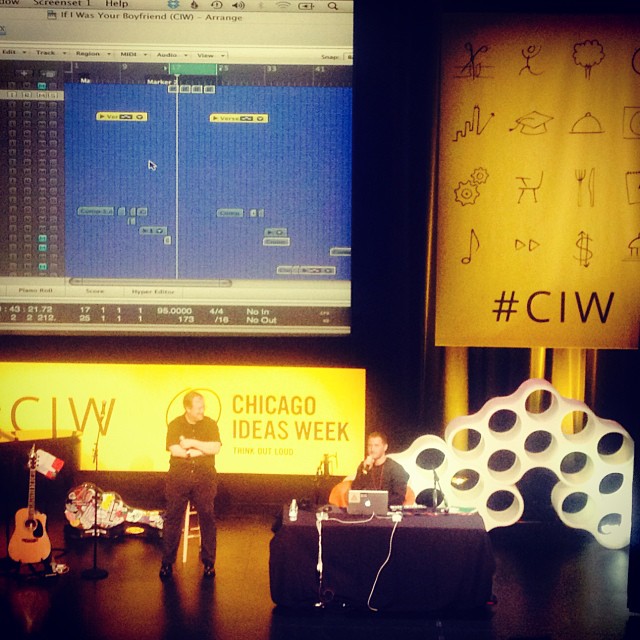 Mike Posner and host Lin Brehmer at Chicago Ideas Week - Chicago, IL 10/17/13
Instagram @marisavictoria
