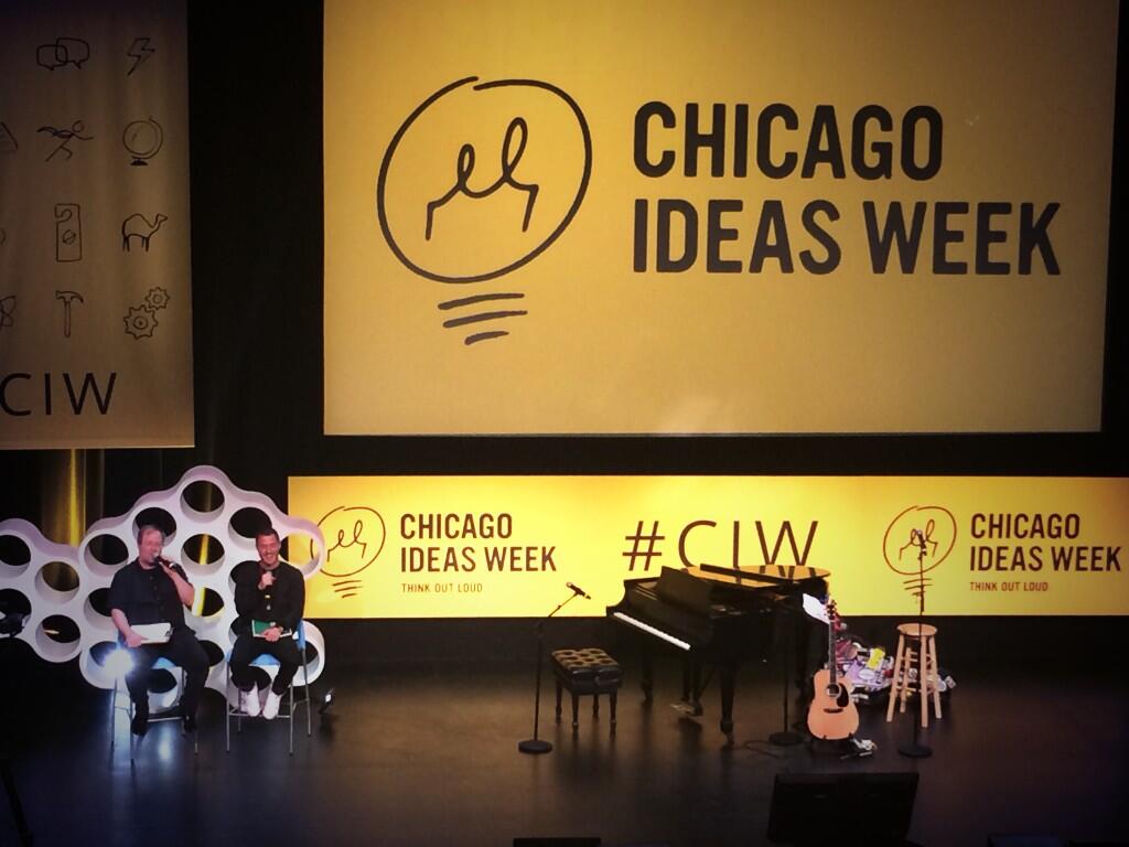 Mike Posner and host Lin Brehmer at Chicago Ideas Week - Chicago, IL 10/17/13
Twitter @MobileMollie
