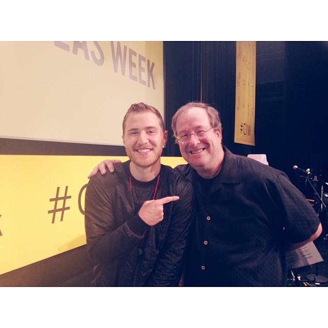 Mike Posner and host Lin Brehmer at Chicago Ideas Week - Chicago, IL 10/17/13
Instagram @kathrynetee
