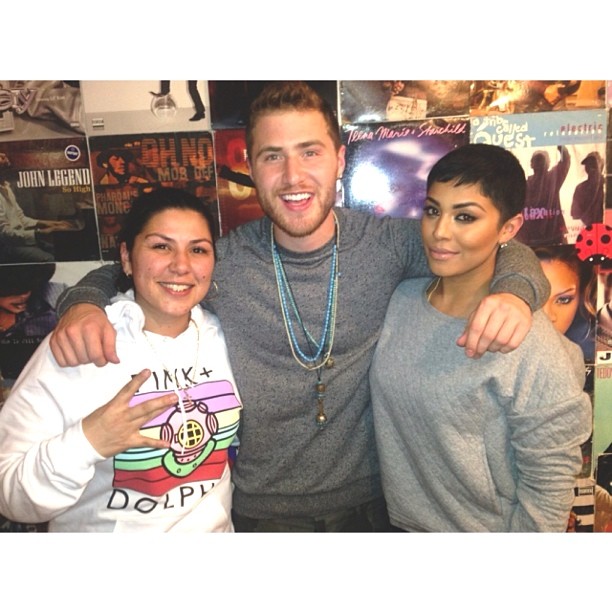 Mike Posner with DJ Carisma and Abby De La Rosa on Carisma's Cookie Jar - Los Angeles, CA 1/21/14
Instagram @abbydelarosa
