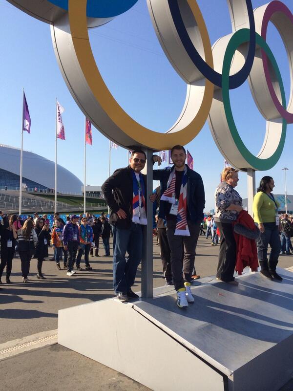 Mike Posner with Dan Milstein at The Sochi 2014 Winter Olympics USA vs. Russia Ice Hockey Game in Sochi, Russia - February 15, 2014
twitter.com/danmilstein
