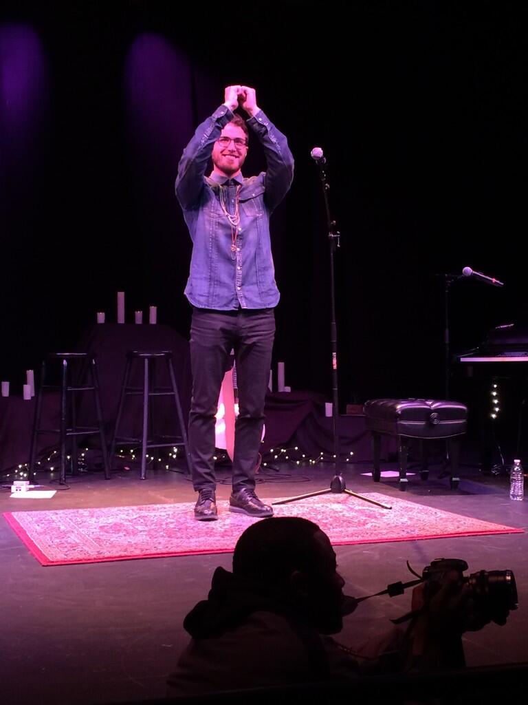 Mike Posner performing on his Unplugged Tour at City Theatre in Detroit, MI 4/6/14
Twitter @cha_feeel
