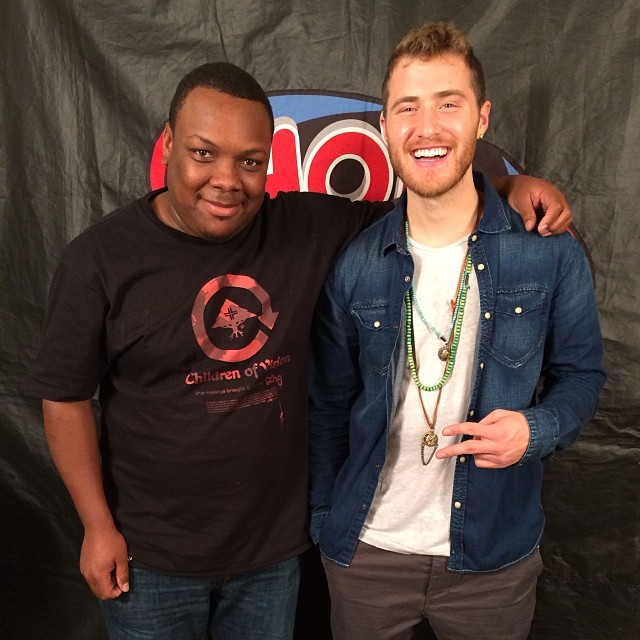 Mike Posner with DJ SN1 at the HOT 103.5 FM radio station - Sacramento, CA 1/8/14
Instagram @djsn1
