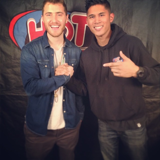 Mike Posner with DJ Spin Dizzy at the HOT 103.5 FM radio station - Sacramento, CA 1/8/14
Instagram @djspindizzy
