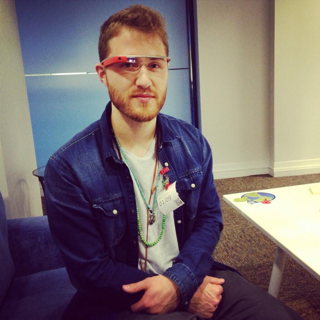 Mike Posner at Google HQ testing out the Google Glass 1/9/14
