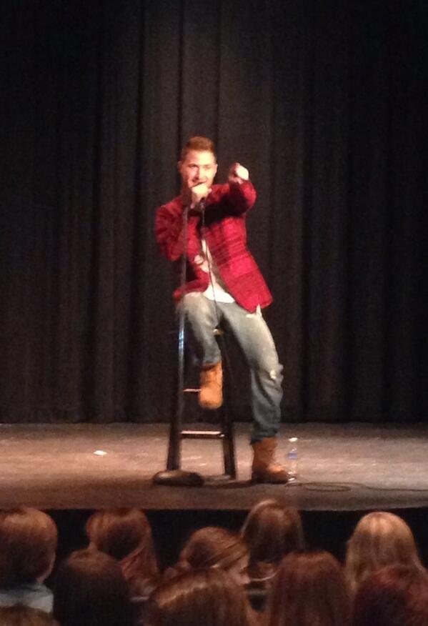 Mike Posner visiting his old school at Wylie E. Groves High School in Beverly Hills, MI 9/24/13
Twitter @Staci_GrovesHS
