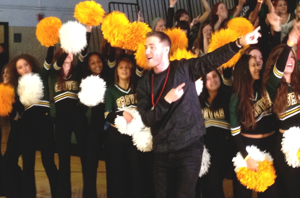 Mike Posner shooting music video at Wylie E. Groves High School - Beverly Hills, MI 9/22/13
