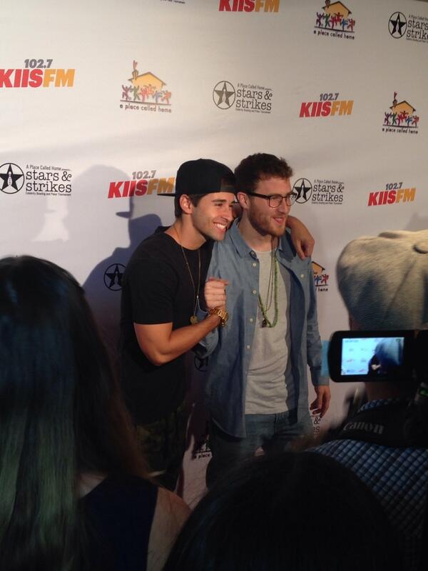 Mike Posner with Jake Miller (singer) at Stars & Strikes 2014 at PINZ in Studio City, CA 3/19/14
Twitter @reyesabyy
