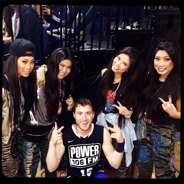 Mike Posner with the Jazmin Sisters at the Power 106 All-Star Basketball Game in Alhambra, CA 3/6/14
Instagram @jazminsisters
