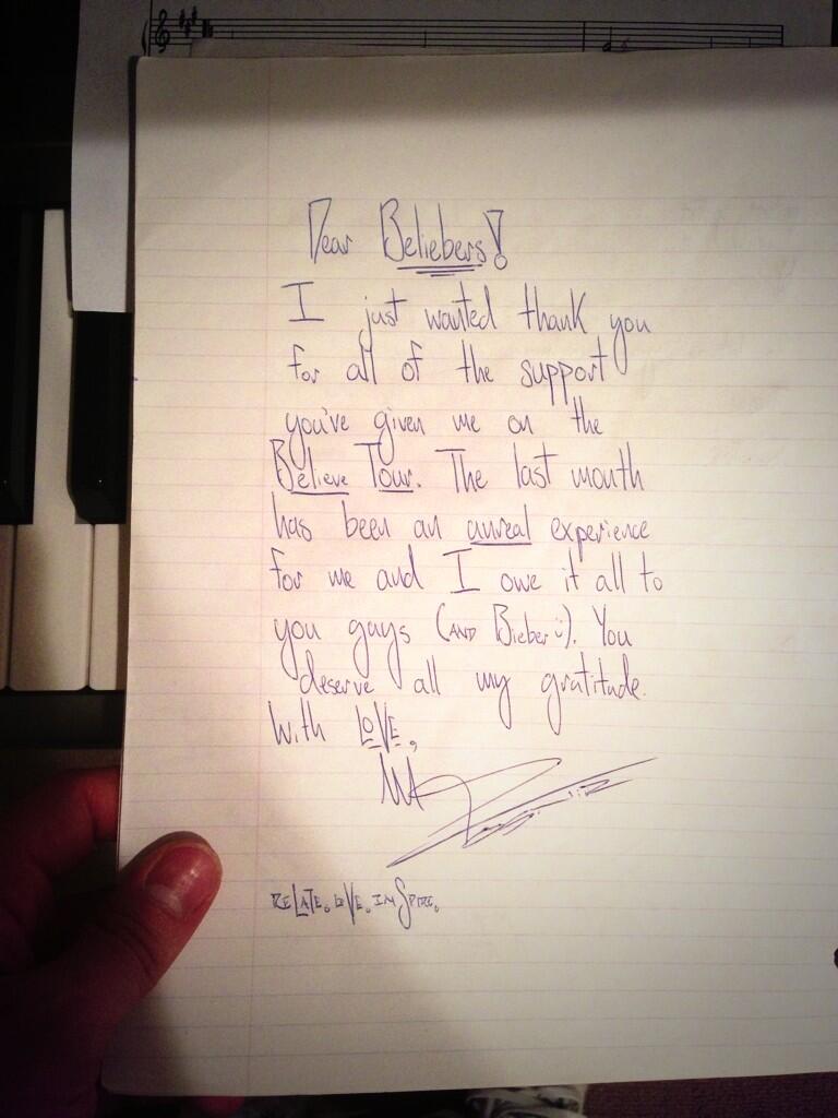 Mike Posner wrote a Believe Tour Thank You Letter to Justin Bieber fans the "Beliebers" 8/2/13
Photo by Mike Posner
